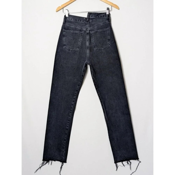 NEW AGOLDE Double Criss Cross Jeans Shambles Black Straight Leg 24 Revolve - Picture 10 of 15